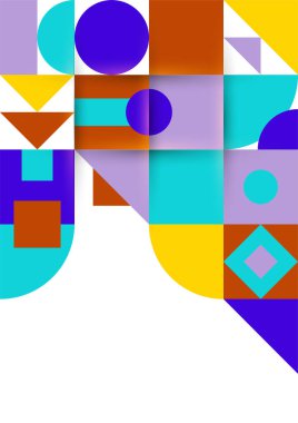 Modern bauhaus memphis blue tosca colorful abstract design background