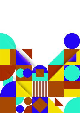 Modern bauhaus memphis blue tosca colorful abstract design background