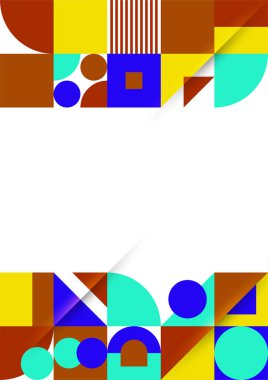 Modern bauhaus memphis blue tosca colorful abstract design background