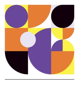 Modern bauhaus memphis purple and yellow colorful abstract design background