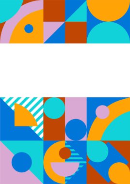 Modern bauhaus memphis orange blue colorful abstract design background