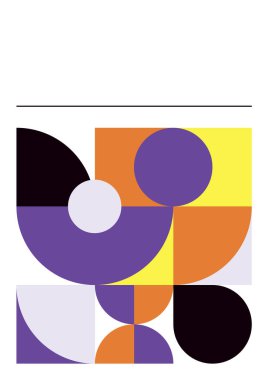 Modern bauhaus memphis purple and yellow colorful abstract design background