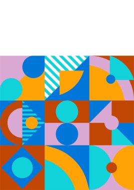 Modern bauhaus memphis orange blue colorful abstract design background