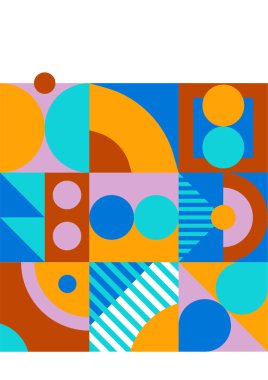 Modern bauhaus memphis orange blue colorful abstract design background