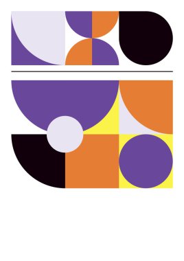 Modern bauhaus memphis purple and yellow colorful abstract design background