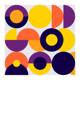 Modern bauhaus memphis purple and yellow colorful abstract design background