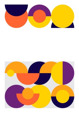 Modern bauhaus memphis purple and yellow colorful abstract design background