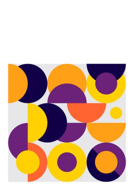 Modern bauhaus memphis purple and yellow colorful abstract design background