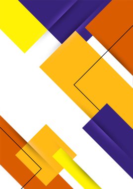 Modern bauhaus memphis purple and yellow colorful abstract design background