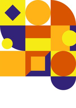 Modern bauhaus memphis purple and yellow colorful abstract design background