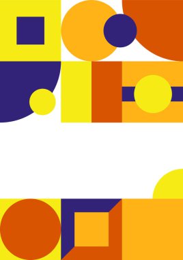 Modern bauhaus memphis purple and yellow colorful abstract design background