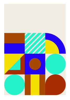 Modern bauhaus memphis blue tosca colorful abstract design background