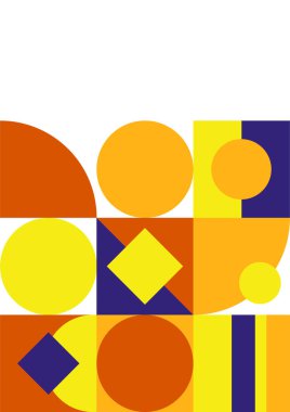 Modern bauhaus memphis purple and yellow colorful abstract design background