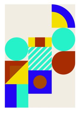 Modern bauhaus memphis blue tosca colorful abstract design background