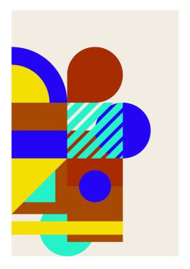Modern bauhaus memphis blue tosca colorful abstract design background