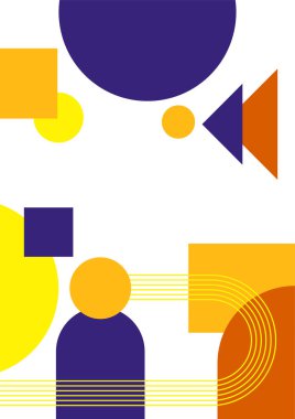 Modern bauhaus memphis purple and yellow colorful abstract design background