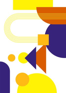 Modern bauhaus memphis purple and yellow colorful abstract design background