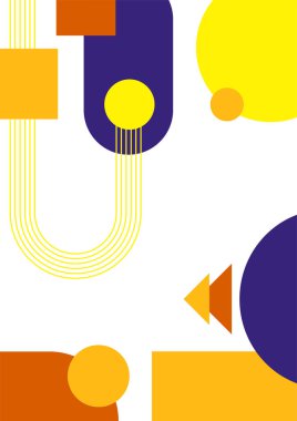 Modern bauhaus memphis purple and yellow colorful abstract design background