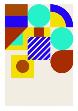 Modern bauhaus memphis blue tosca colorful abstract design background