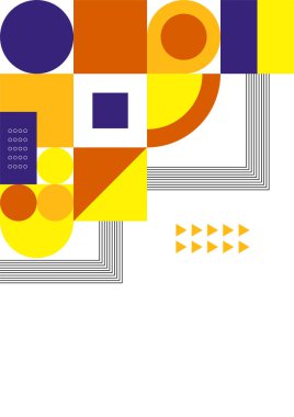 Modern bauhaus memphis purple and yellow colorful abstract design background
