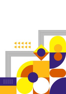 Modern bauhaus memphis purple and yellow colorful abstract design background