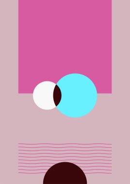 Modern bauhaus memphis pink and blue colorful abstract design background