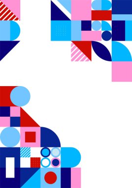 Modern bauhaus memphis pink and blue colorful abstract design background