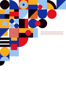 Modern bauhaus memphis pink and blue colorful abstract design background