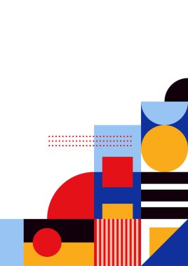 Modern bauhaus memphis pink and blue colorful abstract design background