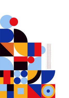 Modern bauhaus memphis pink and blue colorful abstract design background