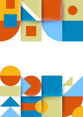 Modern bauhaus memphis orange and blue colorful abstract design background