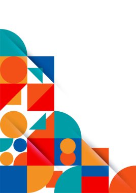 Modern bauhaus memphis orange and blue colorful abstract design background