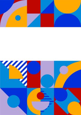 Modern bauhaus memphis red and blue colorful abstract design background