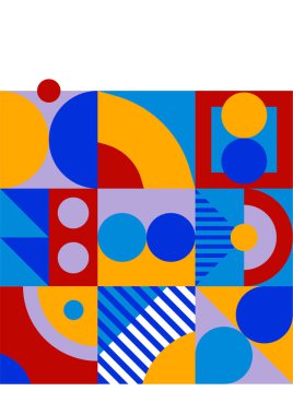 Modern bauhaus memphis red and blue colorful abstract design background
