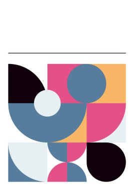 Modern bauhaus memphis pink and grey colorful abstract design background