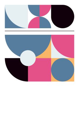 Modern bauhaus memphis pink and grey colorful abstract design background