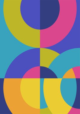 Vintage bauhaus memphis geometric colorful abstract design background