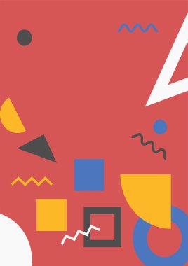 Vintage bauhaus memphis geometric colorful abstract design background
