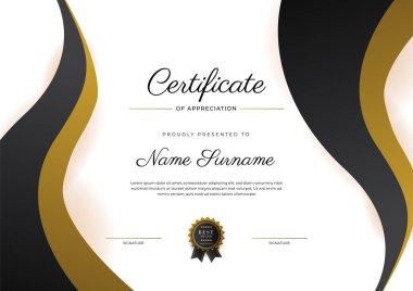 Luxury gradient black and gold achievement Certificate design template
