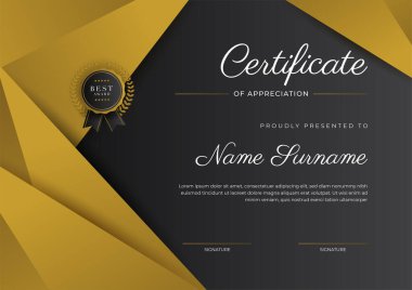 Luxury gradient black and gold achievement Certificate design template
