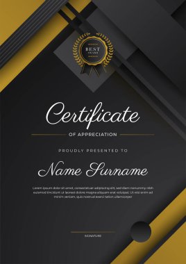 Luxury gradient black and gold achievement Certificate design template