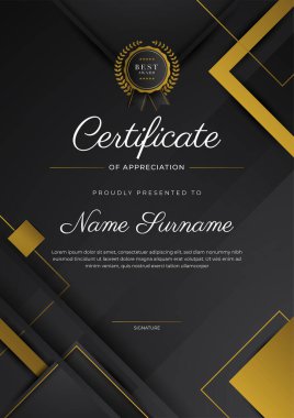 Luxury gradient black and gold achievement Certificate design template