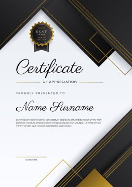 Luxury gradient black and gold achievement Certificate design template