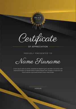 Luxury gradient black and gold achievement Certificate design template
