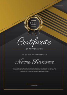 Luxury gradient black and gold achievement Certificate design template