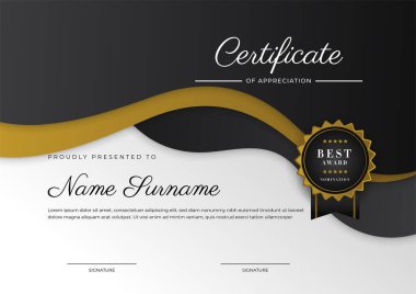 Luxury gradient black and gold achievement Certificate design template