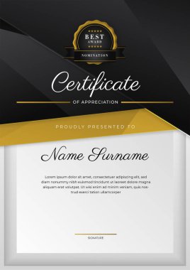 Luxury gradient black and gold achievement Certificate design template