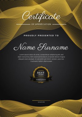 Luxury gradient black and gold achievement Certificate design template