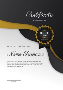Luxury gradient black and gold achievement Certificate design template