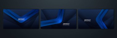 Set of modern realistic blue with shadow abstract design background